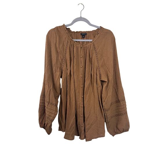 torrid Tops - Torrid Brown Womens Blouse w./Button Down Detail Size 2